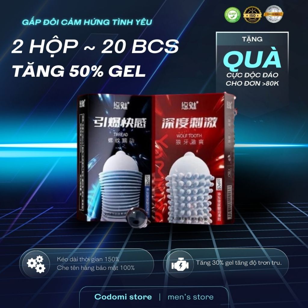 Bao cao su gân gai Biilie - Combo 2 Hộp 20 bao gân gai