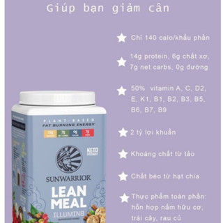 Bữa ăn tinh gọn Sunwarrior Lean Meal Illumin8, 720g - 20 servings