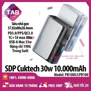 Sạc Dự Phòng Cuktech 10000mAh 1C1A 30w PD3.0/PPS/QC3.0 QC PB100 PB100S LPB100  - Bảo Hành 18 Tháng