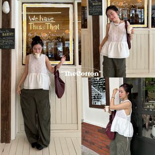 Áo Yếm Voan Hoa TheCotton Áo Hai Dây Dáng Babydoll Thắt Nơ