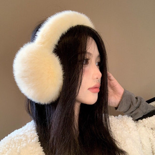 Chụp Tai Bông Bịt Tai Giữ Ấm Phủ Lông Thỏ Size To Gọng Nhựa Dẻo Có Đệm Bông