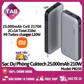 Sạc Dự Phòng Cuktech PB250 25000mAh 210w 2C1A PD 3.1 PPS5A QC Mi Turbro Charger 120W - Bảo Hành 18 Tháng