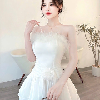 Váy tapta cúp viền đá eo lông
