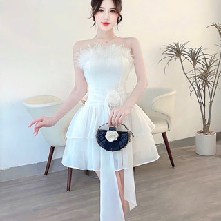 Váy tapta cúp viền đá eo lông