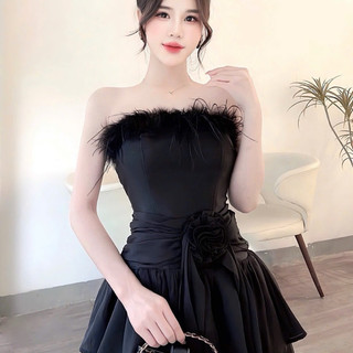 Váy tapta cúp viền đá eo lông