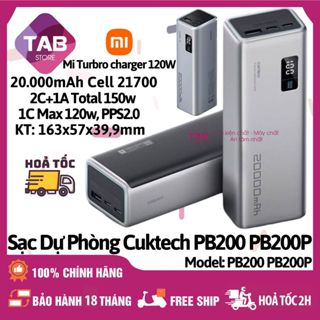 Sạc Dự Phòng Cuktech PB200 PB200P 20000mAh 2C1A 150W PD 3.1 PPS5A QC Mi Turbro Charger 120W - Bảo Hành 18 Tháng