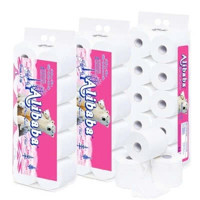 giấy vệ sinh gấu hồng alibaba my lan 4 lớp chiết xuất 100% bột gỗ thông nguyên chất (cuộn/ 1.7kg)