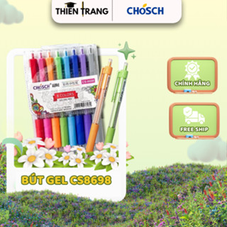 Vĩ 8 Cây 8 Màu Bút Gel Bấm Chosch CS-8698/ CS 8698 Ngòi 0.5mm, Mực nước cao cấp Chính Hãng