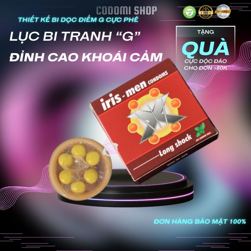  Combo 5c Bao cao su Bi gai Irismen Bcs 6 hạt bi SILICON to cực mềm Kéo dài quan hệ  Codomi 