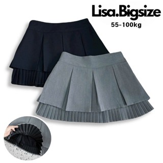 [TRỢ GIÁ] Chân váy xếp ly nữ ngắn 2 tầng đi chơi, du lịch, đi làm, dạo phố 58-90kg Lisa.Bigsize