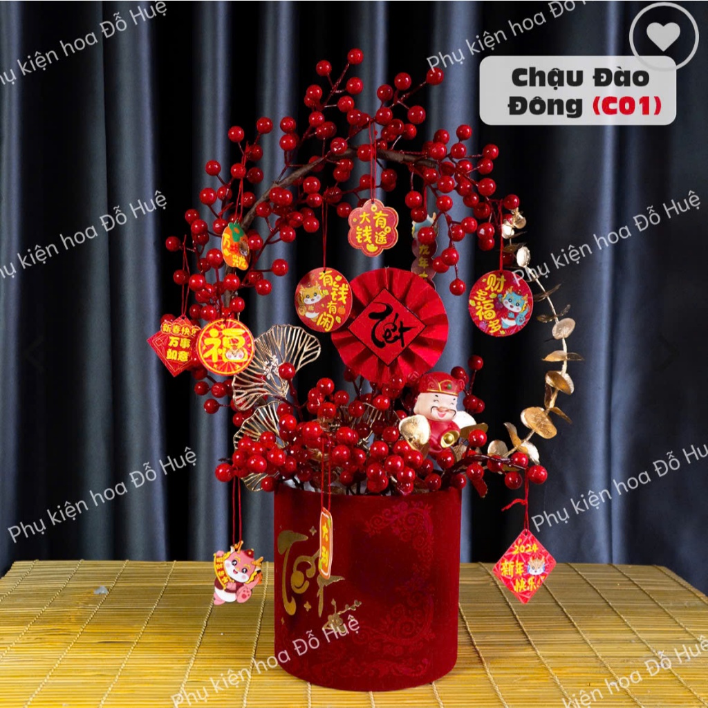 Mã C01 | Sét Phụ Kiện Chậu Đào Đông, Sét Đào Đông Trang Trí Tết, Phụ Kiện Trang Trí Tết, Phụ Kiện Ho