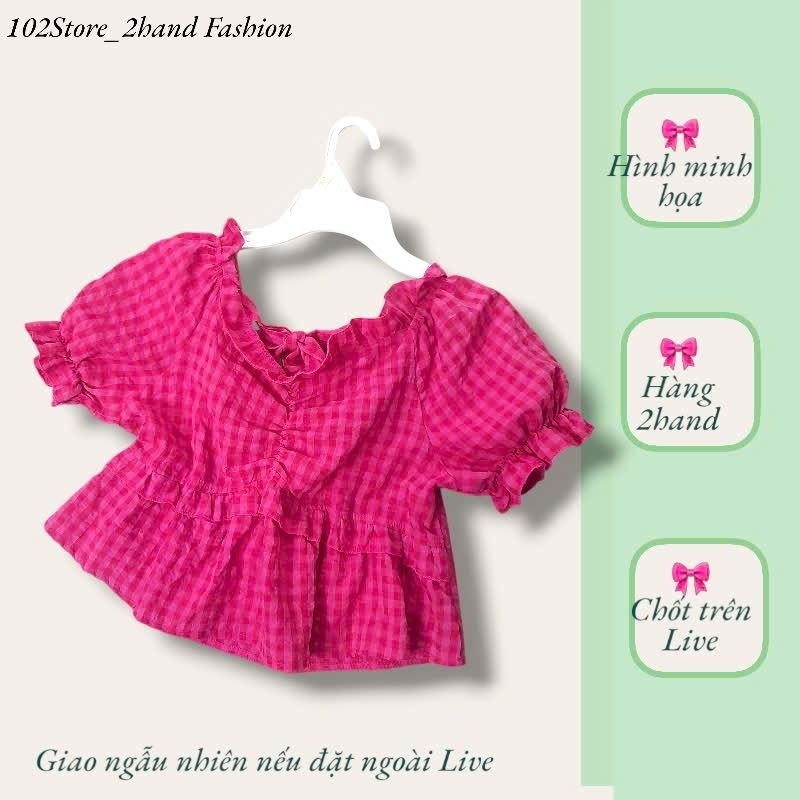 [102store] Áo Sơ Mi Kiểu Caro Hồng Tiểu Thư Siêu Xinh 250