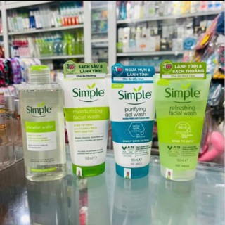 Combo Nước Tẩy Trang Dịu Nhẹ Simple Kind To Skin Micellar Water 200ml Sữa Rửa Mặt Simple