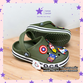  Dép Cross Baya Trẻ Em Dép Sục Cho Bé Trai Bé Gái 3,10 Tuổi Màu Xanh Rêu Tặng 10 Charm Gắn Kèm - SASA SHOP 