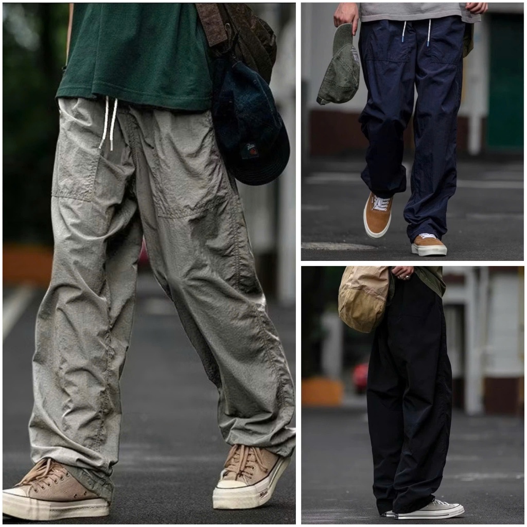 Quần Suông Túi hộp chất gió nhăn cao cấp basic nam nữ ống suông rộng, Quần lưng thun co giãn 4 màu tôn dáng, form rộng