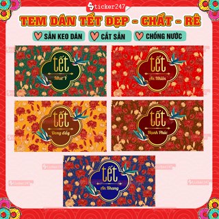  Tem Tết Đong Đầy An Khang Tem Ngang 🌈Freeship Decal Tết An Nhiên Như Ý Chống Nước Trang Trí Hộp Quà Tết Hủ Hạt 