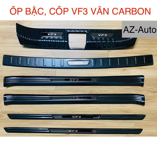 Ốp bậc cửa và chống trầy cốp trong, ngoài xe Vinfast VF3 vân Carbon hàng cao cấp chống xước, tăng thẩm mỹ
