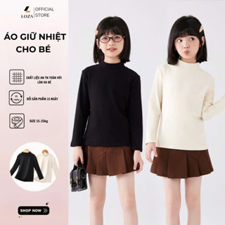  Áo giữ nhiệt cho bé gái màu trơn size từ 15-38kg - Áo thu đông dài tay bé gái cổ lọ - Loza PH403317 