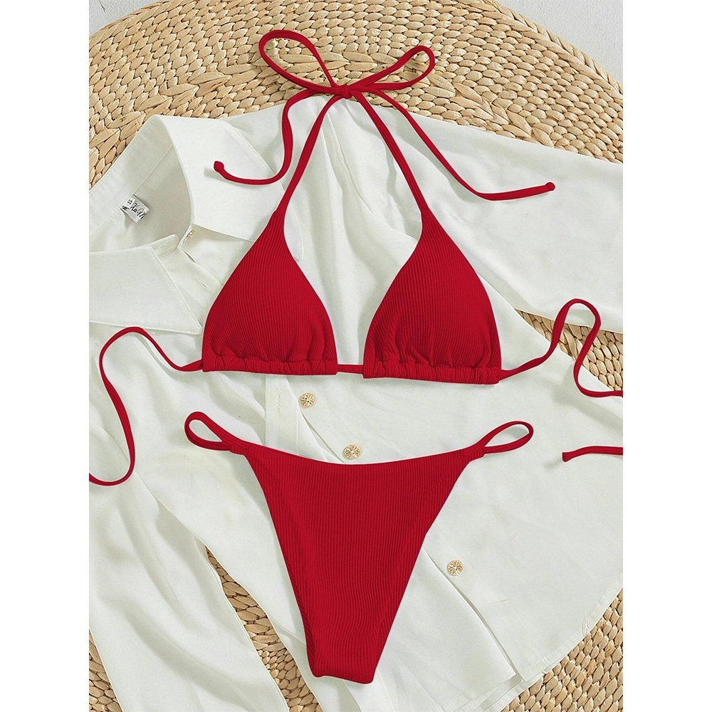 [HOT] Set Bikini Nữ 2 Mảnh Gân Sọc Co Giãn Dây Buộc Quyến Rũ Basic Sang Chảnh Đi Biển | BigBuy360 - bigbuy360.vn