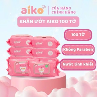 Khăn Ướt Cho Bé, Khăn Ướt Cao Cấp AIKO Cho Bé 100 Tờ - Kháng Khuẩn- Không Mùi