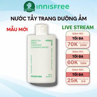 Nước tẩy trang dưỡng ẩm trà xanh innisfree Green Tea Hydrating Amino Hydrating Cleansing Water 320ml sạch sâu cấp ẩm