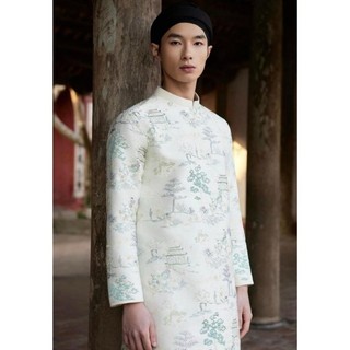 áo dài cách tân nam họa tiết