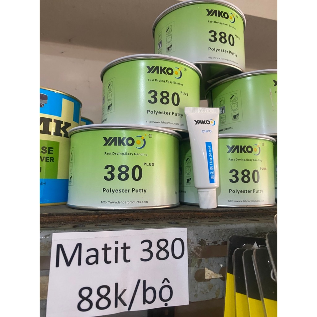 Tặng Dao Nhựa Trét, Bột bả, matit trám trét Yako 380 (bộ gồm chất đóng rắn)