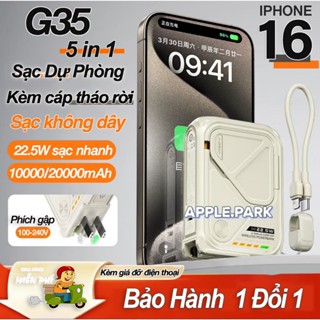 Sạc dự phòng kèm dây G35 từ tính Sạc không dây Kèm củ sạc+Giá đỡ 5 in 1 20000/10000mAh 20W,Củ Sạc+Sạc Dự Phòng+Cáp sạc