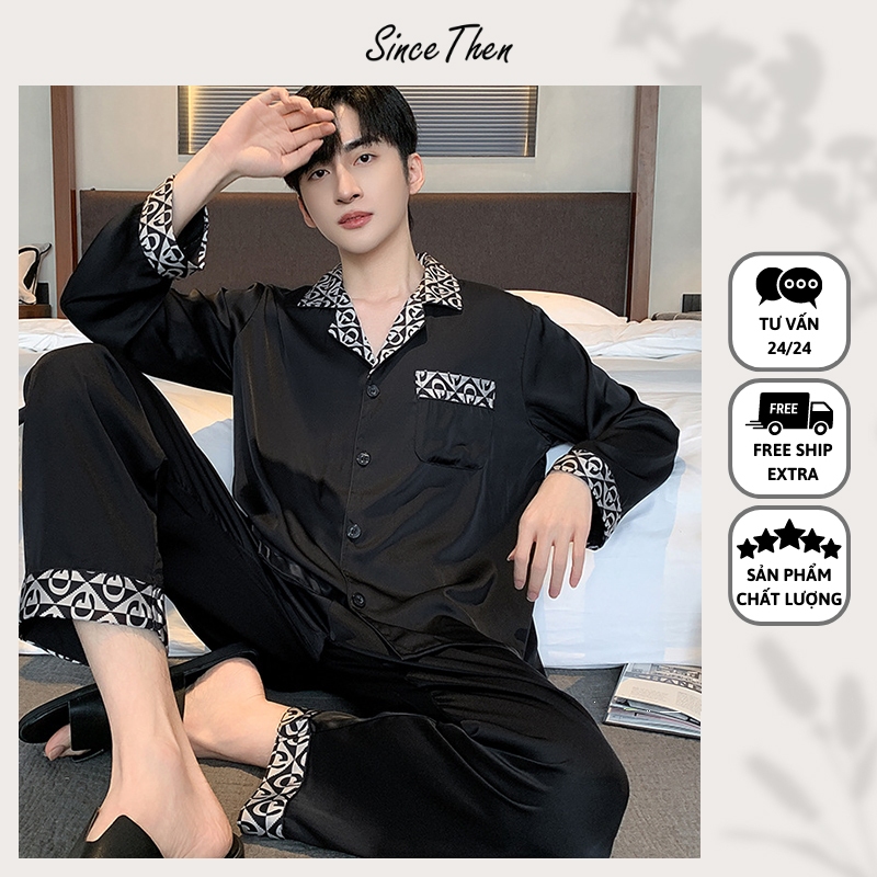 Bộ quần áo ngủ nam, bộ quần áo pijama nam màu đen - Since Then