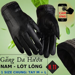 Găng Tay Da Hươu Nam Cảm Ứng ĐT Mỏng Nhẹ Lót Lông Cao Cấp Đi Mưa Thoải Mái, Dễ Lái Xe - Không Bong Nổ, BH 5 Năm - H.11