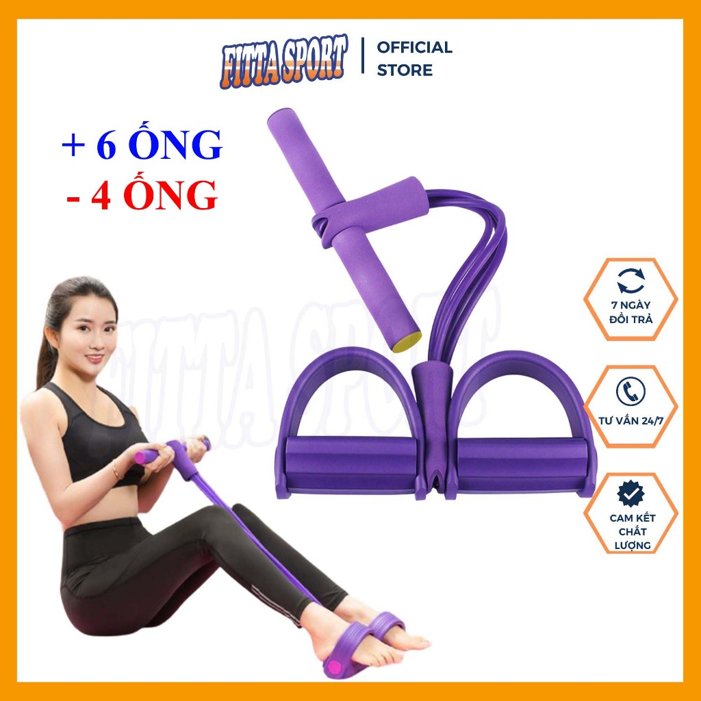 Dây Tập Bụng - Dây Kéo Đàn Hồi Kháng Lực 4 Ống, 6 Ống Cao Su, Dây Tummy Trimmer Tập Gym Tại Nhà DK01