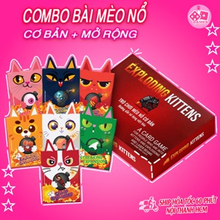 Combo Bài Mèo Nổ + full 8 Bản Mèo Nổ Mở Rộng Tiếng Việt exploding kittens  [HỘP ĐỎ CAO CẤP]