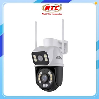 Camera IP Wifi Ngoài trời Vitacam DZ8000 8MPX 2 mắt cam xem 2 màn hình, Xoay 360 độ, Chống nước siêu bền, Màu ban đêm