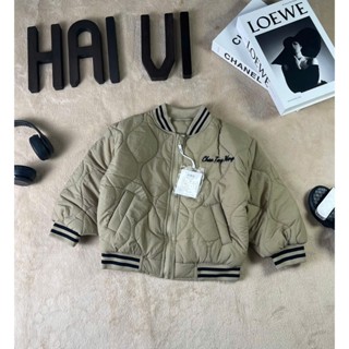 Áo phao bomber thêu cho bé trai bé gái, Áo phao trần bông lót nỉ chuẩn hàng Quảng Châu size nhỡ cho các bé