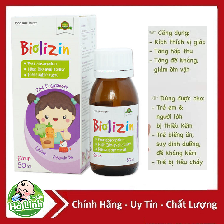 Kẽm hữu cơ Biolizin, kẽm ZinC Lysine cho bé biếng ăn, siro ăn ngon cho bé Biolizin