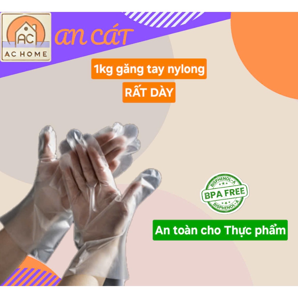 1kg bao tay nilong ~ 420 cái. Không hôi nhựa, dày dặn, hạn chế thấm ngước nước vào bên trong