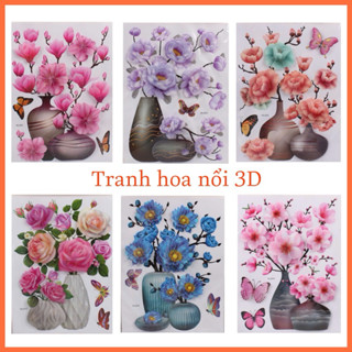 Tranh dán tường bình hoa nổi 3D (nhiều mẫu)
