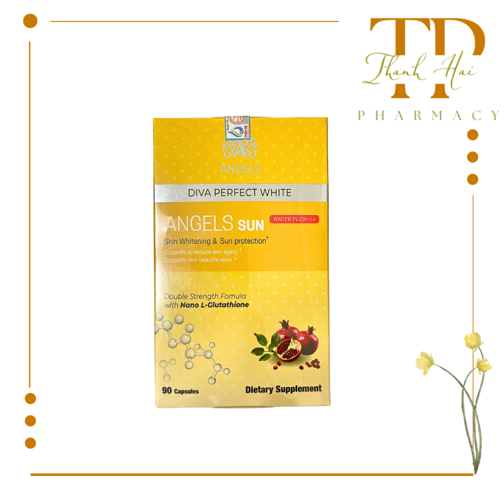 Viên uống hỗ trợ sáng da, chống nắng Angels Sun White Plus+++ Skin Whitening and Sun Protection 90 v