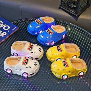 Dép sục ô tô lót lông đèn phát sáng , sục cross hình động vật dễ thương cho bé trai bé gái