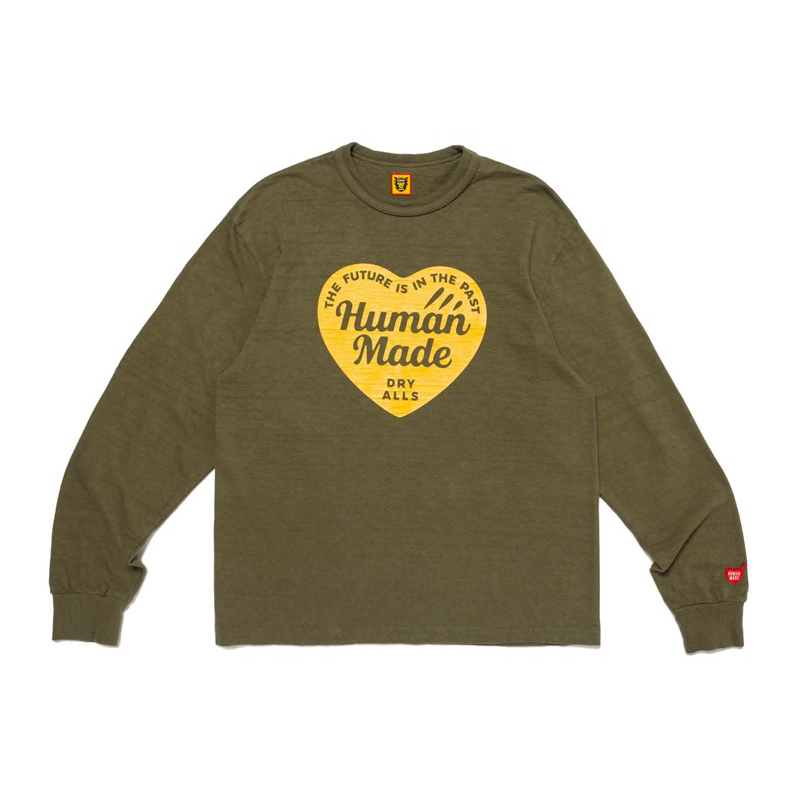 HUMAN MADE Con NGƯỜI LÀM 1: 1 Bông Tai Kẹp Dài Tay Tee 100% Cotton Rời size M Áo Thun Nam Nữ