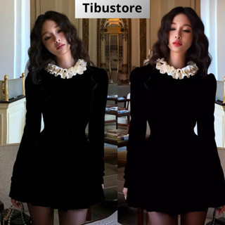  Đầm Dự Tiệc Cổ Lọ Viền Bèo Tay Dài TIBU Đầm Nữ Tiểu Thư Tôn Dáng Sang Chảnh Đi Chơi Noel Tết D264 