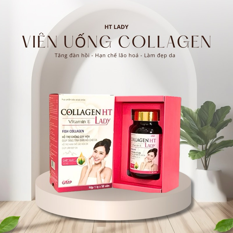 VIÊN UỐNG COLLAGEN HT LADY - TĂNG ĐÀN HỒI HẠN CHẾ LÃO HOÁ DA ( HT store HCM )