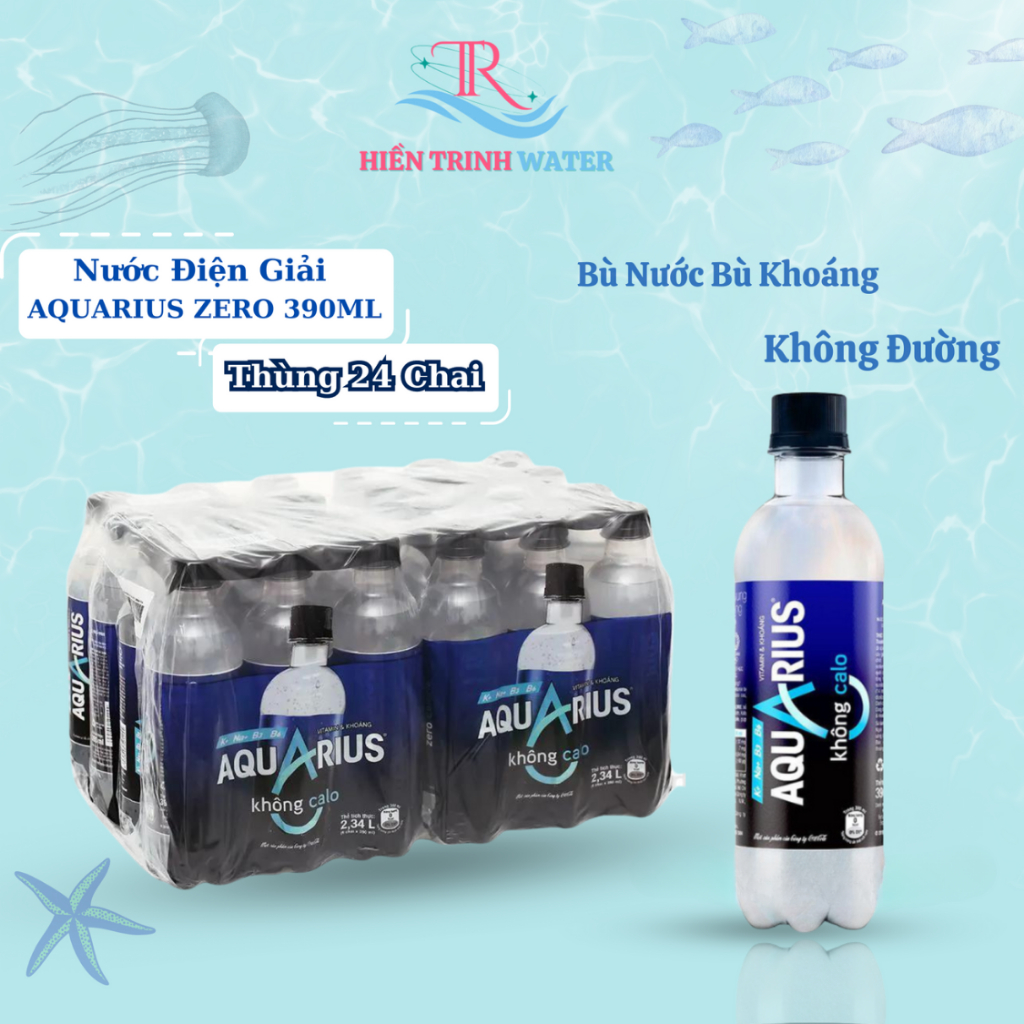 Nước Điện Giải Aquarius Zero 390ml-Không Đường-Không Calo-Bù Nước Bù Khoáng 24 chai