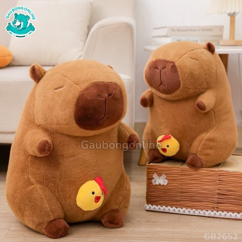 Gấu Capybara Con Gà Gấu Bông Capybara Gà Con Vui Nhộn Capybara Kéo Gà Motor Rút Rung Cao Cấp
