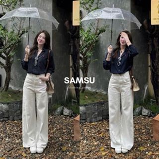 [ ĐỌC KỸ MÔ TẢ ] Quần jean TRẮNG ỐNG LOE form rộng dài chùm phủ chân Hàn Quốc OLDSCHOOL Q7767 Samsu.clothing_Saigon