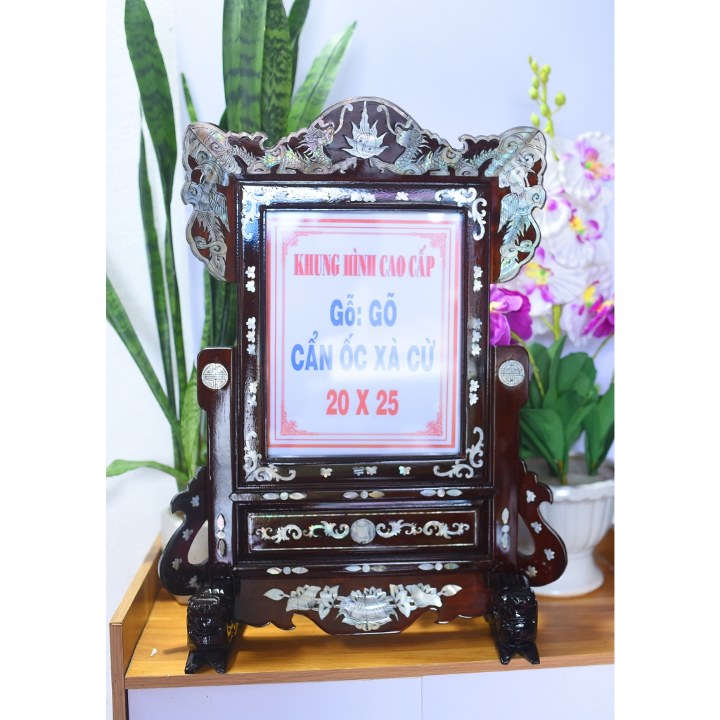 KHUNG ẢNH THỜ GỖ GÕ 20 X25