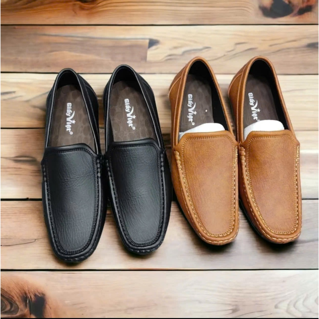 Giày lười nam 2 màu nâu và đen size 39 đên 44 đổi trả nêu không vừa size đế khâu chăc chắn (CLRK)