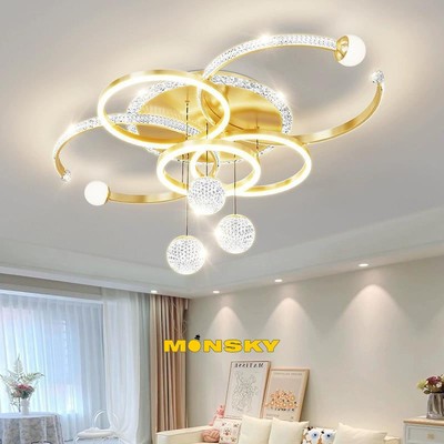 Đèn trần MONSKY DYSER hiện đại phong cách decor nhẹ nhàng, tinh tế - dùng bóng LED 3 màu ánh sáng