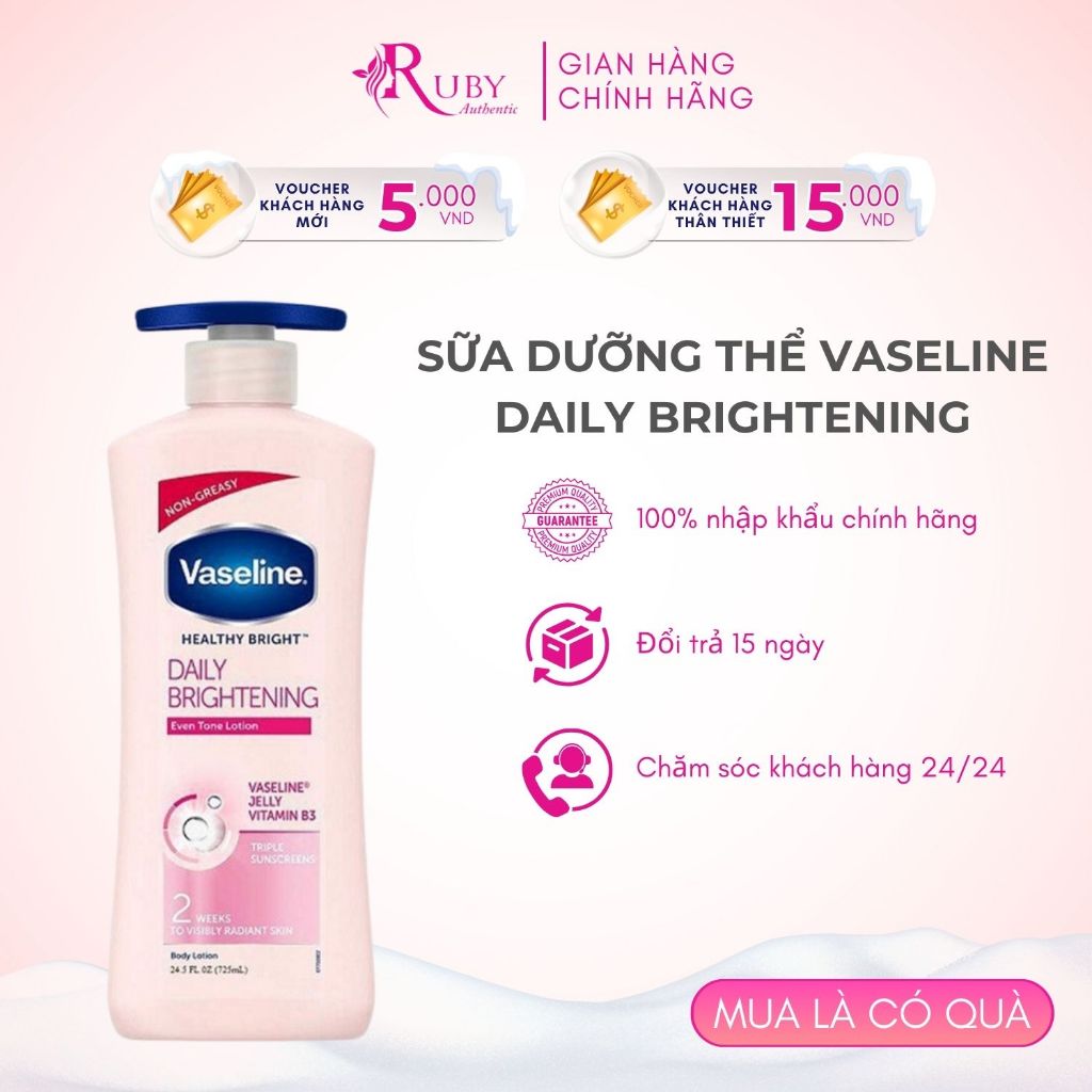 Sữa Dưỡng Thể Vaseline Mỹ Healthy Bright Daily Brightening 725ml