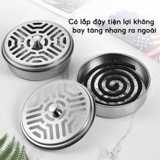 COMBO 3 Hộp Đựng Nhang Muỗi Inox Có Nắp Đậy An Toàn Khay Đựng Hương Muỗi Trầm Hương Tiện Dụng 